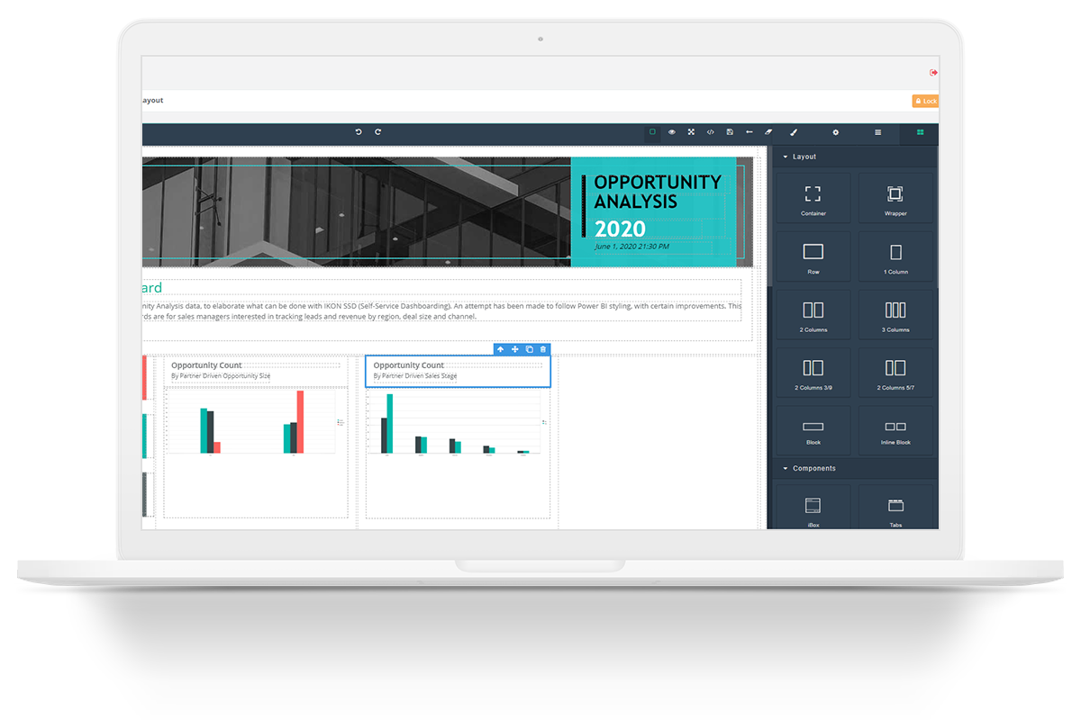 Ikon Low Code Platform allows end-users to customize their own dashboards